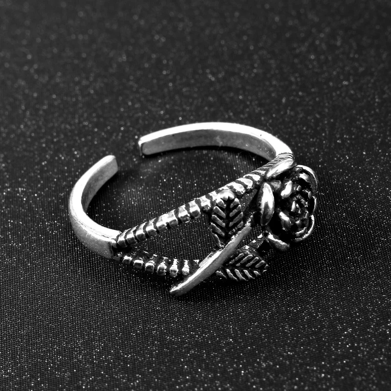 1Pc Opening Antique Silver Flower Rings For Women Small Ring Gothic Wedding Jewelry Unique Bague Femme Lovers Gift R469 | Украшения и