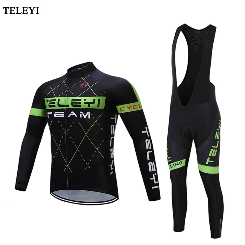 

TELEYI зеленый черный командный Ropa ciclismo Pro Велоспорт Джерси комбинезон с подкладкой черный/белый/с длинным рукавом ветрозащитный спортивный к...