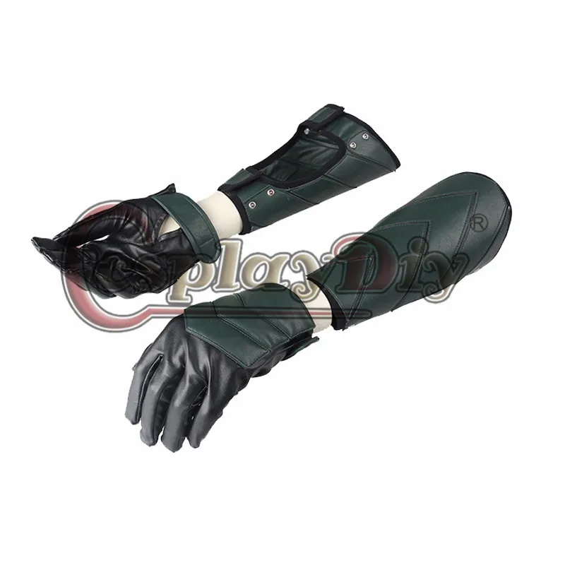 

Cosplaydiy Green Arrow season 4 Superhero Oliver Queen leather Gloves Arrow Holder Cosplay Accessories Halloween Costume Props