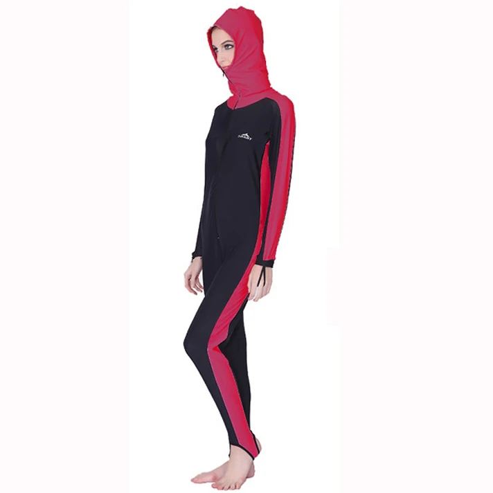 Women Red SBART UPF 50+ лайкра цельный Рашгард С Капюшоном Водолазный костюм анти УФ с длинным рукавом Купальники для серфинга костюм для мужчин и женщин Защита от солнца - Цвет: Women Red
