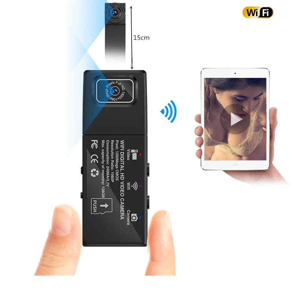 Full HD 1080P Мини Wifi камера с двойным объективом, беспроводной пульт дистанционного управления, мини видеокамера, видео регистратор, TF карта для IOS, Android, Windows