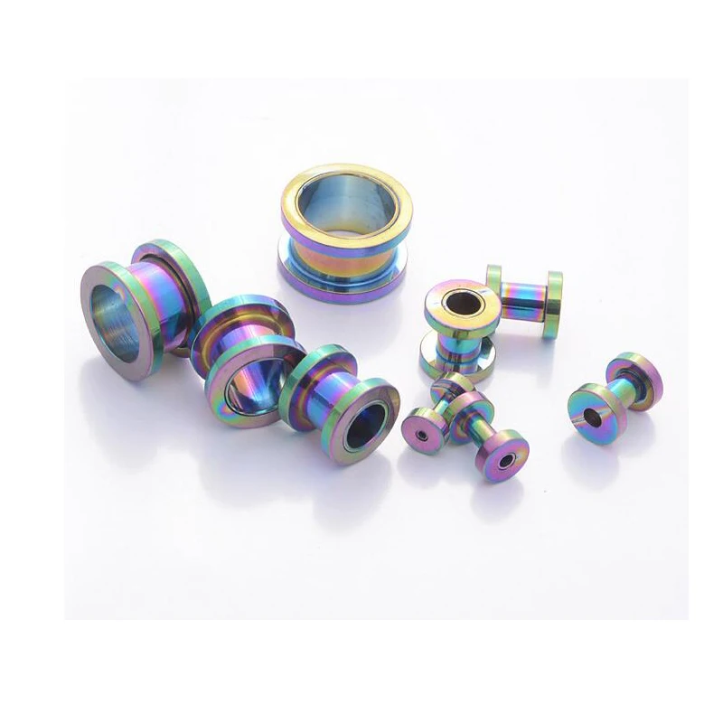 Ушные штекеры и туннели 1 шт. из нержавеющей стали многоцветные круглые украшения для тела - сексуальные аксессуары для женщин.