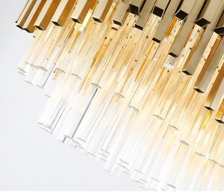 

New rectangle crystal chandelier living room golden LED light luxury room light