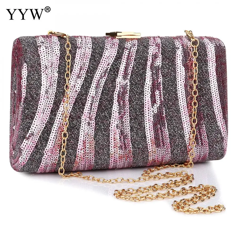 

Zebra Striped Clutch Bag Sequin Designer Women Evening Party Handbag And Purse Elegant Wedding Bride Clutches Wedding Box Bag