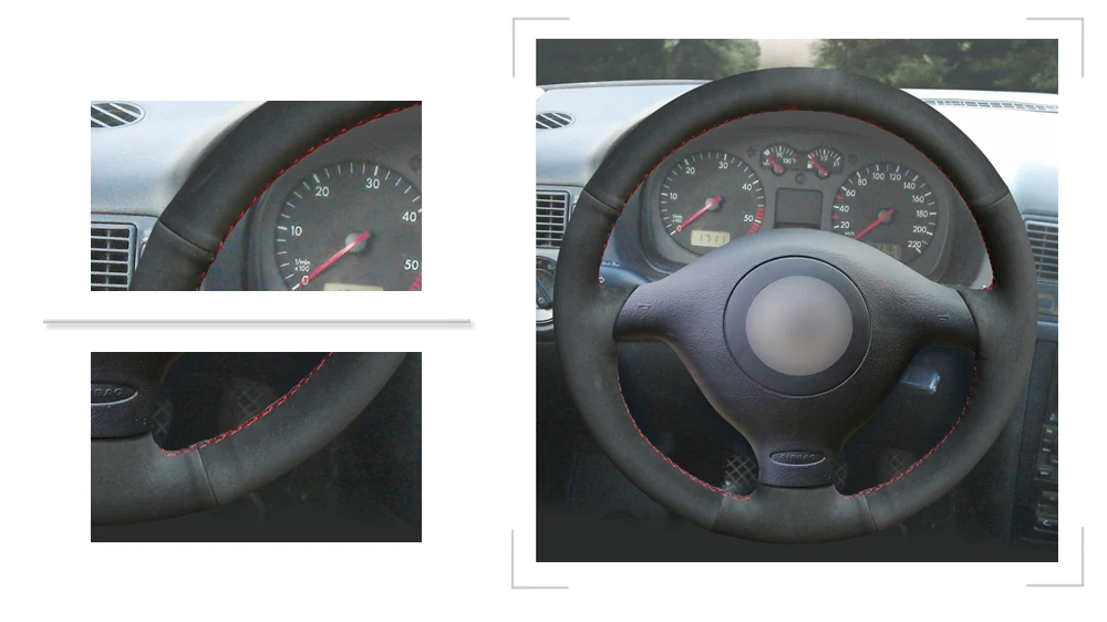 Черная замша DIY Ручная прошивка автомобиля рулевое колесо Крышка для Volkswagen VW Golf 4 1998-2004 Passat B5 1996-2005 поло