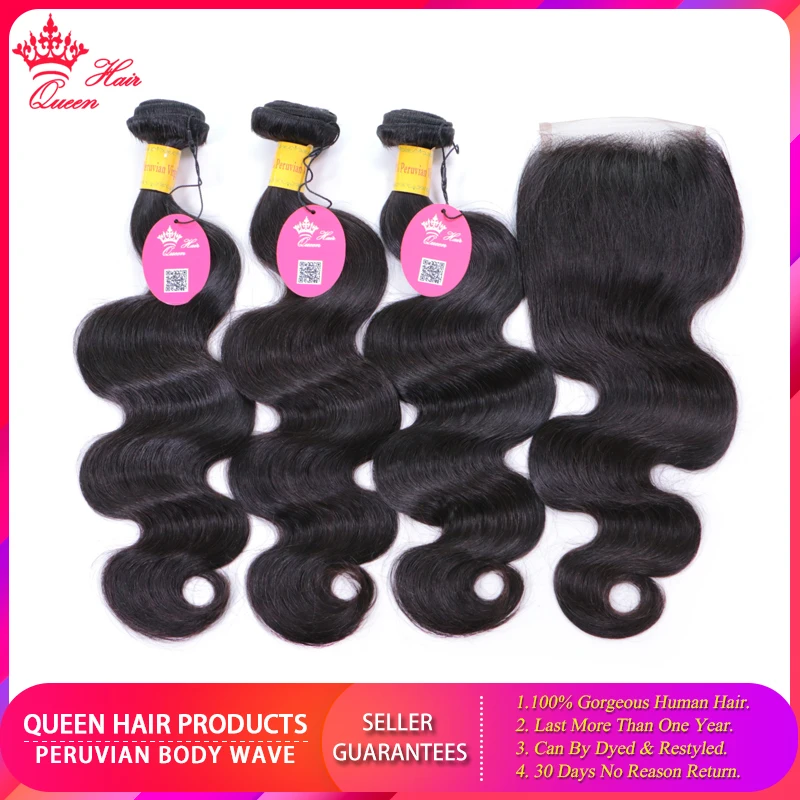 Queen Hair официального магазина Carter's перуанский волнистые девственные волосы