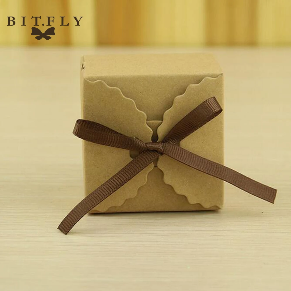 50 шт. Романтические свадебные сувениры Декор Бабочка DIY конфеты печенье крафт-бумага подарочные коробки Свадебная коробочка для конфет на вечеринку с лентой