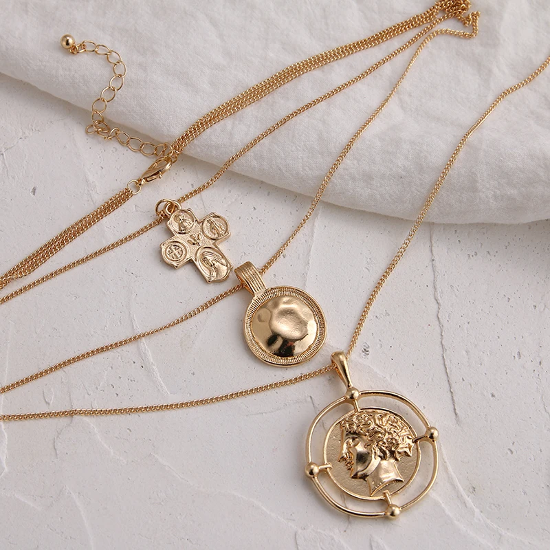YMYW Стильный Уникальный геометрический крест Медуза многослойное Ожерелье