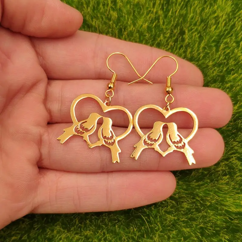 2021 Подвесные серьги в виде птиц и животных на День святого Валентина золотые