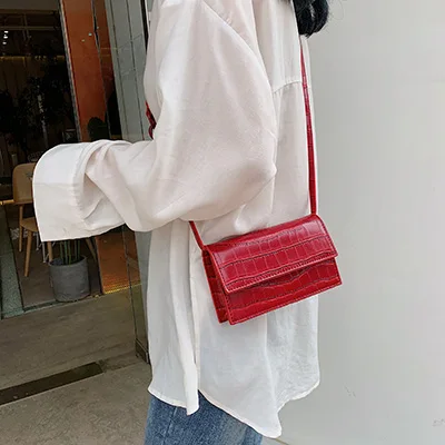 Big Red Stone Crossbody Bags Women's Small PU Leather Purses and Handbags New Ladies Shoulder Female Messenger Bag Flap Fashion - Цвет: Big Red