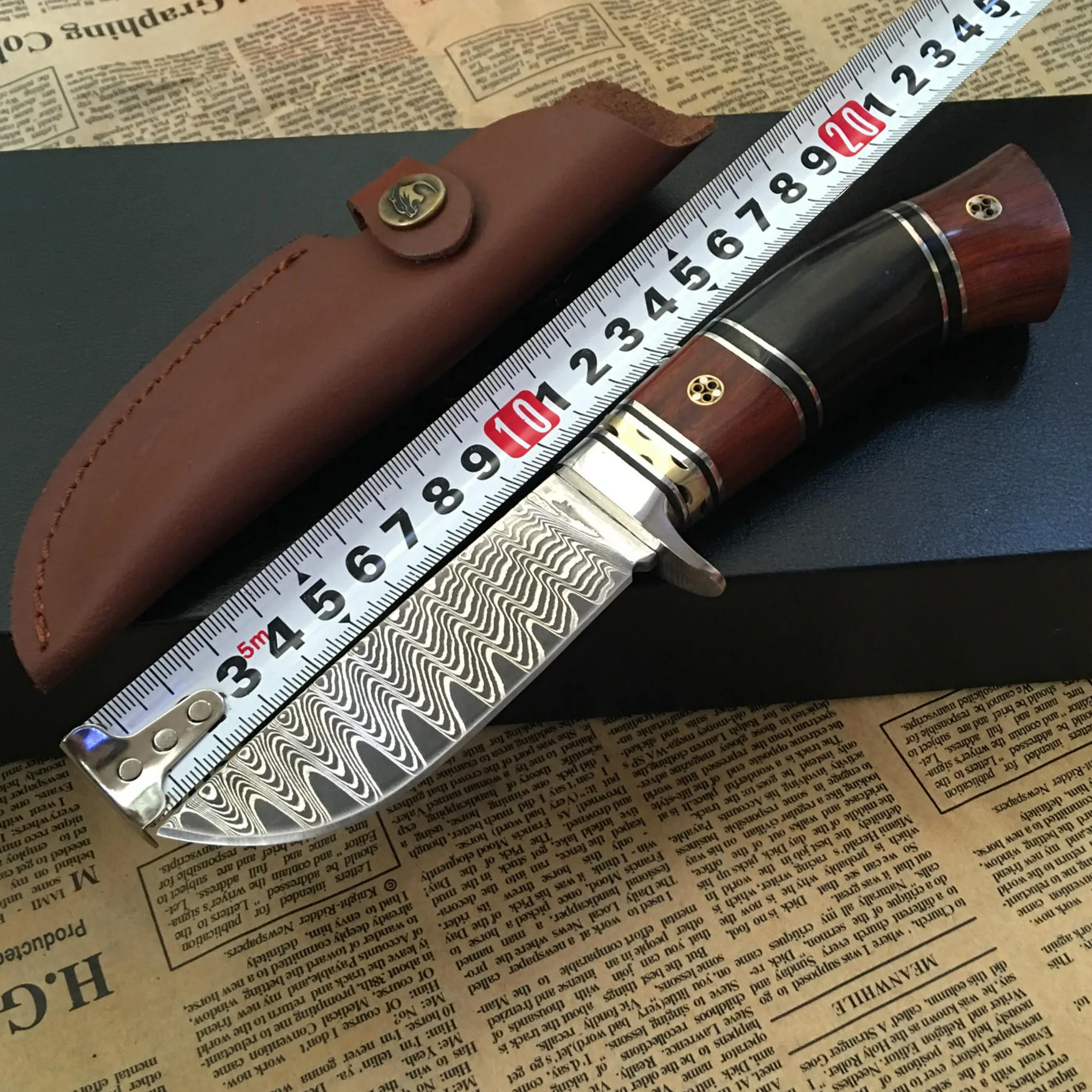 

Damascus steel forged straight knife hunting high hardness outdoor self-defense knife tactical army Survival knife EDC tools