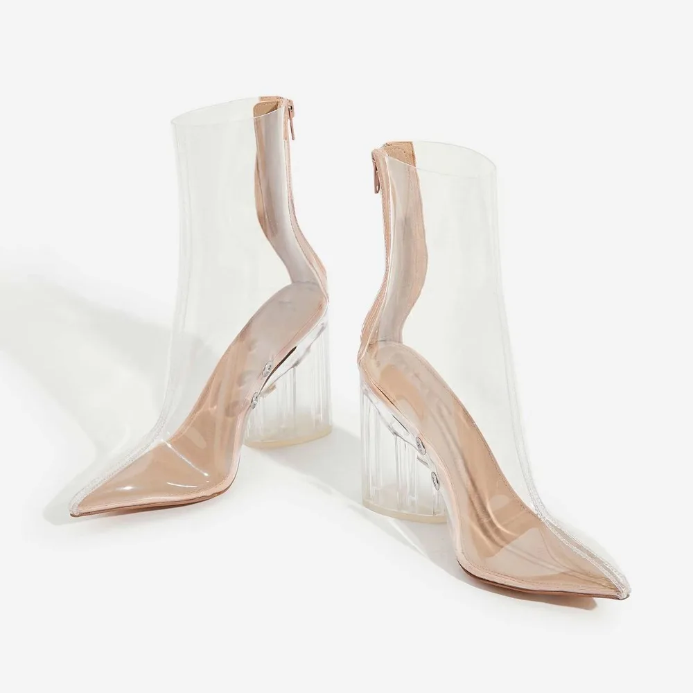 Женские ботильоны из прозрачного ПВХ на массивном каблуке Arden Furtado с острым
