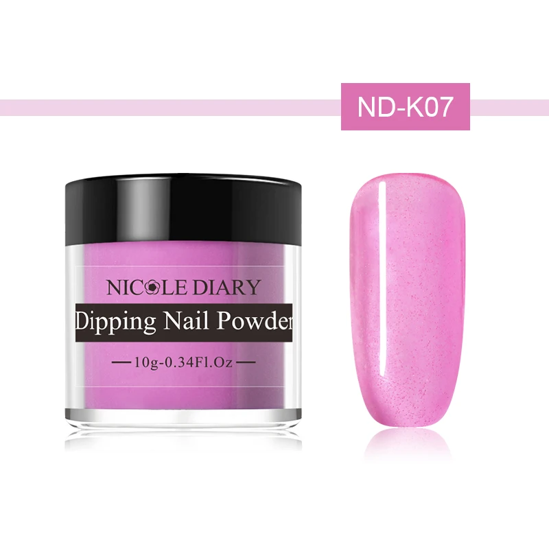 ND-K07 Nicole Diary 10 г система погружения порошок яркий матовый эффект розовый фиолетовый натуральный сухой дизайн ногтей пыль цветной Маникюр Порошок - Цвет: ND-K07