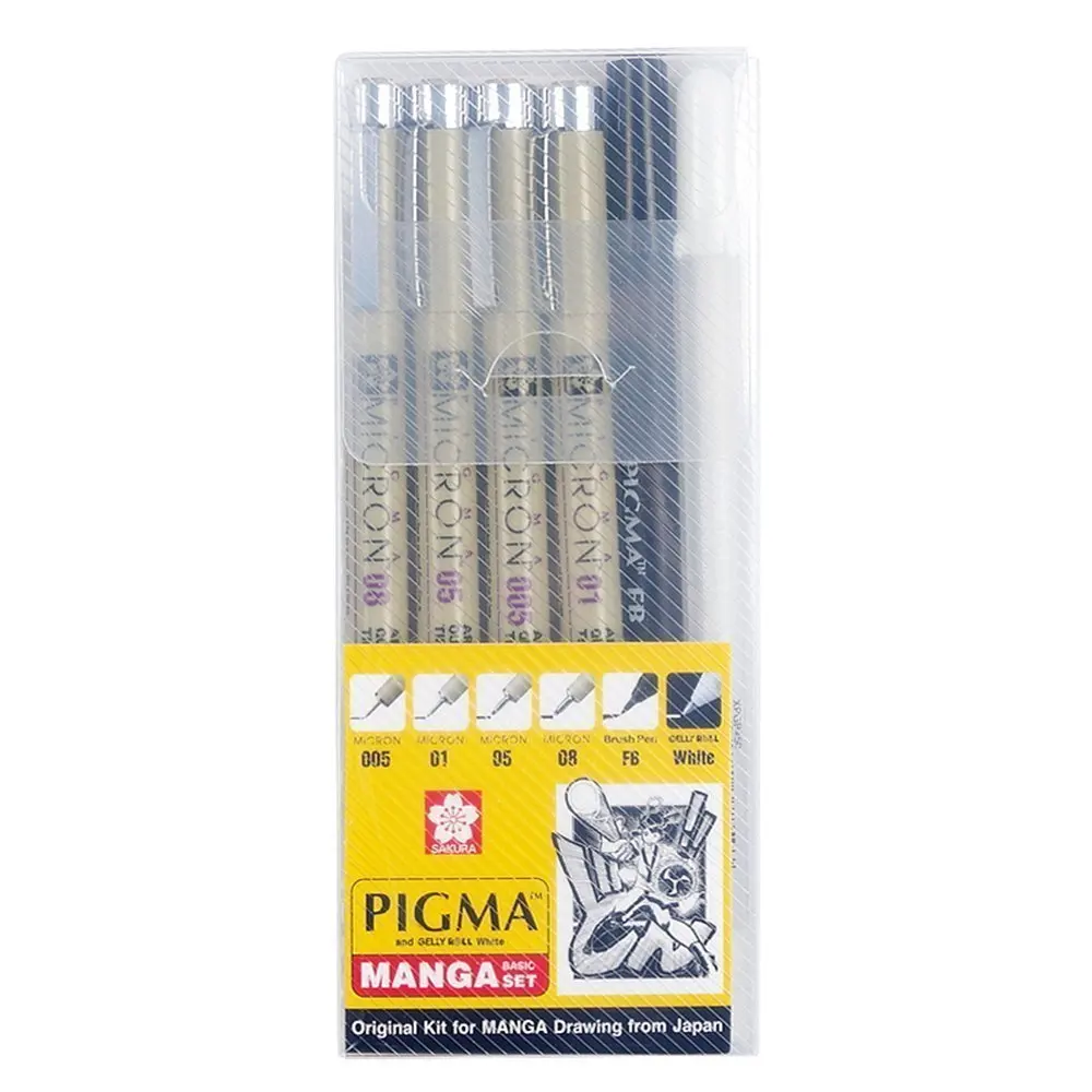 Сакура 6/7 Шт Pigma Чернил Микрон Fine Line Pen Высокое свет и Мягкая Голова Перо Манга Рисунок Базовый Набор из япония