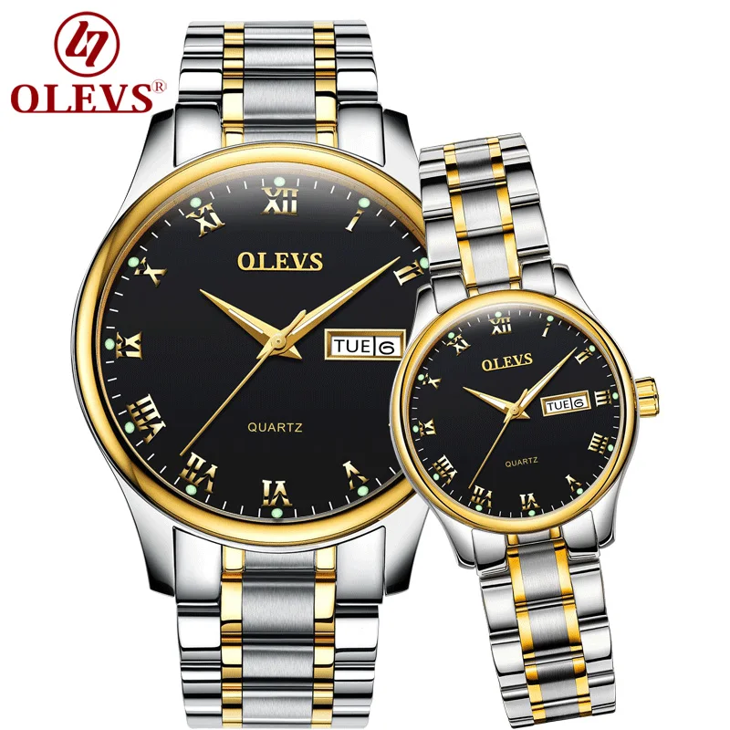 OLEVS парные часы из нержавеющей стали женские часы мужские uhr Reloje mujer montre femme водонепроницаемые кварцевые наручные часы erkek kol saati