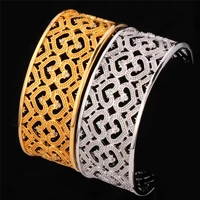 new girls bracelet gold color clear cubic zircon crystal heart cuff bangle for women wholesale with mgc h484