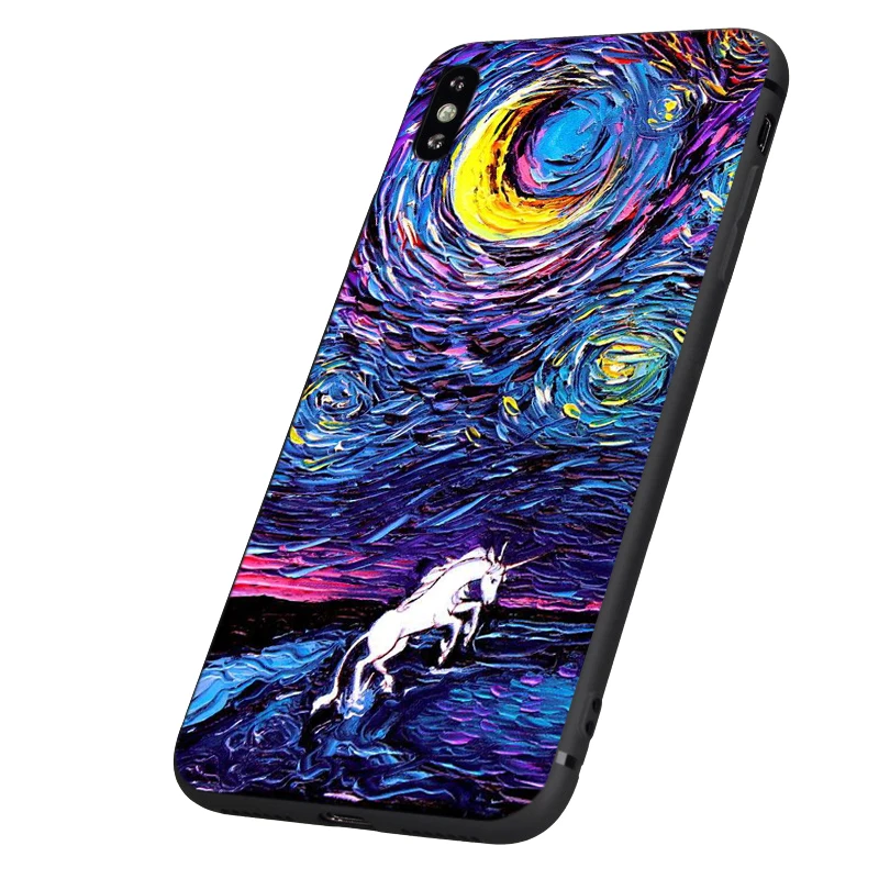 Черный чехол из ТПУ для iphone 5 5s se 6 6s 7 8 plus x 10 силиконовый XR XS 11 pro MAX Ван Гога звездная