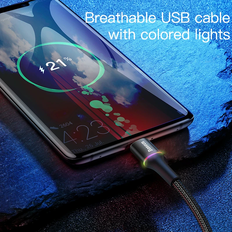 Baseus USB Type C Cable For Samsung S20 S21 Xiaomi POCO Fast Charging Wire Cord USB-C Charger Mobile Phone USBC Type-C Cable 3m