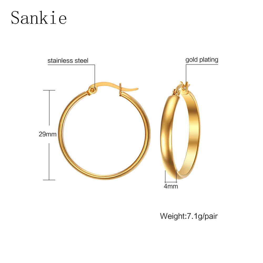 Sankie круглые серьги-кольца для Для женщин Золотой Цвет Нержавеющая сталь оптовой продаже сережек Мода модные Стальной Обруч Серьги