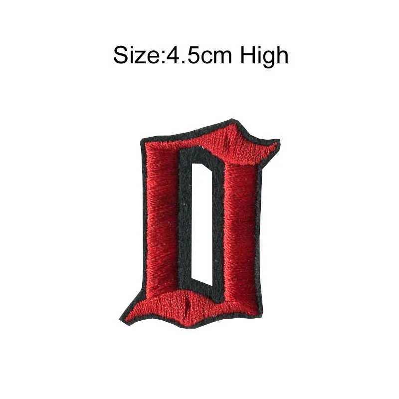 0 red black patch 1 шт., высота 4,5 см, 0-9, черный, красный, черный, золотой, металлические Цифры, Смешанные Вышитые нашивки, Пришивные железные бейдж-украшения для одежды - Цвет: 0 red black patch