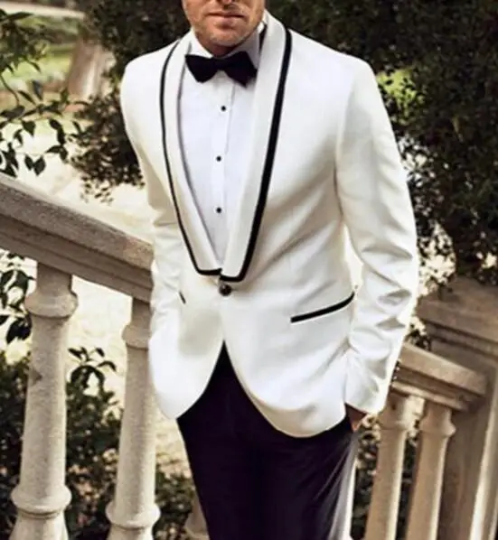 MS29 новый индивидуальный заказ белая куртка черные брюки костюм мужской