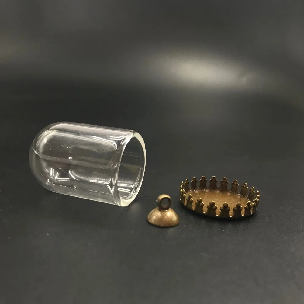 30x20mm transparent tube shape glass jars with bronze tray base cap vial pendant necklace wish bottle party gifts | Дом и сад