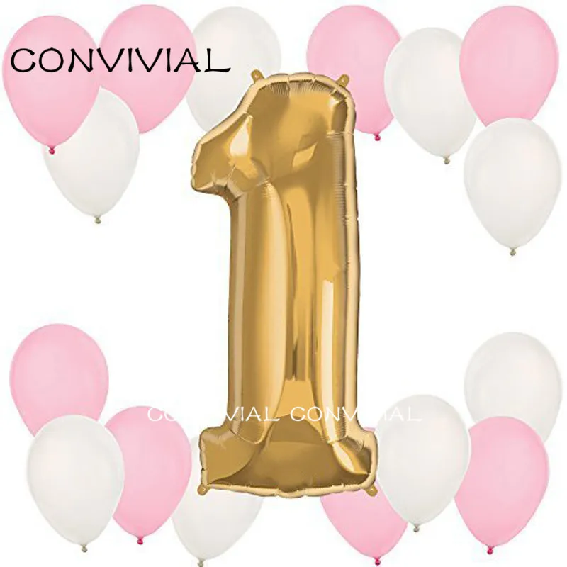 17 шт. 1 Year Old Фольга на день рождения воздушные шары Baby Shower вечерние украшения для