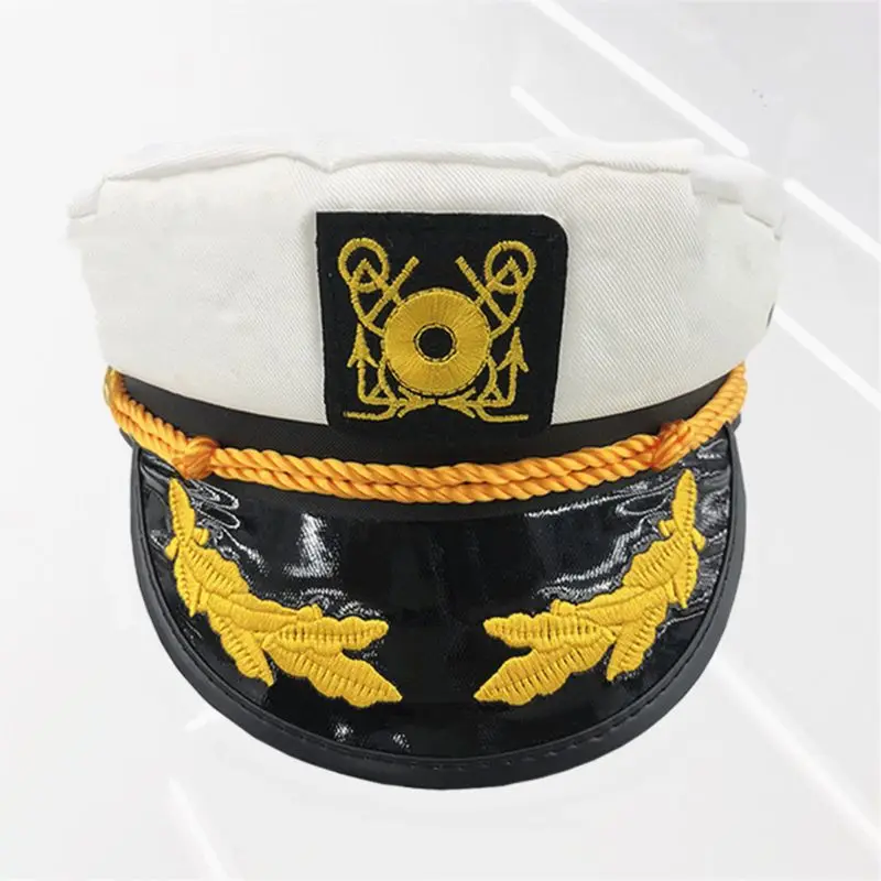 Captain's Yacht Sailors Hat Snapback Adjustable Sea Cap Navy Costume Accessory Fit Foradults and children