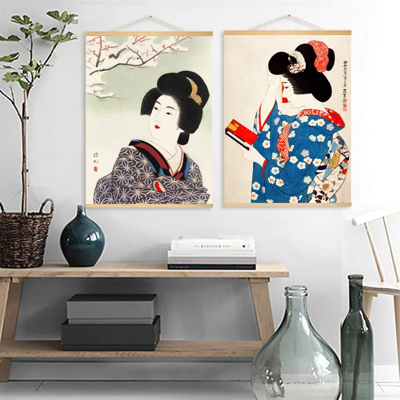 Японские Ukiyo-e Ukiyoe деревянные висячие свитки картины на холсте настенные художественные настенные картины для гостиной скандинавские украшения дома