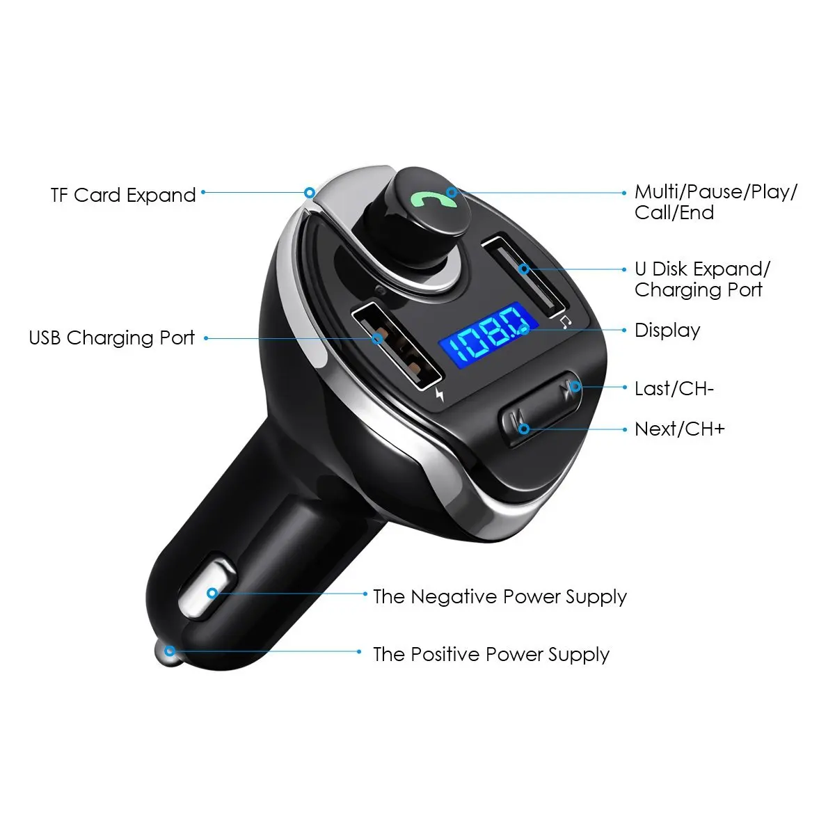 Nulaxy fm-передатчик Bluetooth Беспроводной радиостанция укв с усилителем типа вибратора