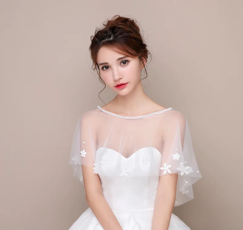 style same as pic Новые Свадебные Обертывания женские свадебные болеро с кружевным краем цвета слоновой кости Короткая Свадебная накидка накидки Свадебные аксессуары Горячая Распродажа - Цвет: style same as pic