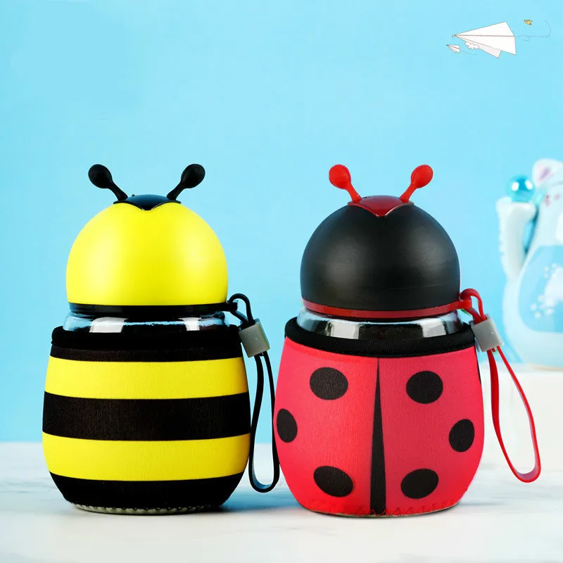 300 мл Экологичная детская питьевая мультяшная Жук пчела стеклянный стакан милая