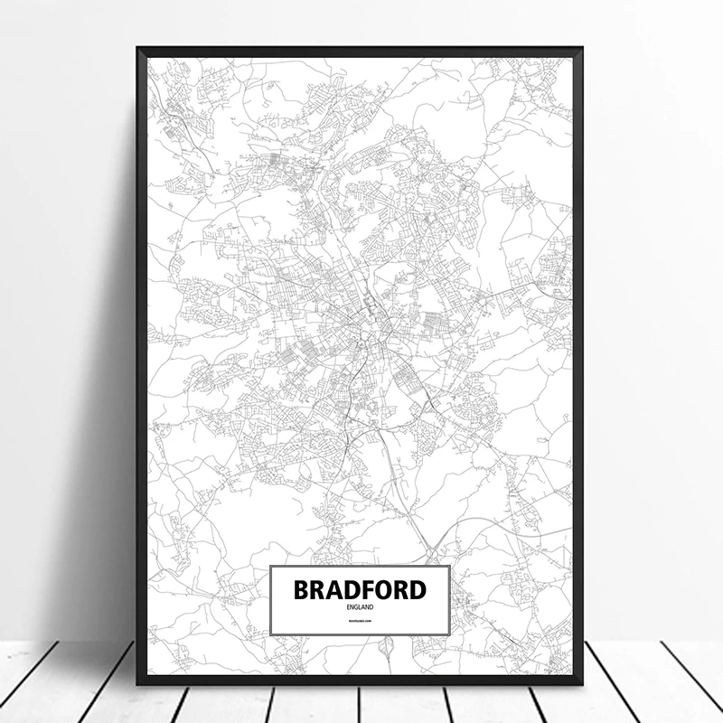 Сала Англия черный белый цвет на заказ карта городов мира плакат холст печати