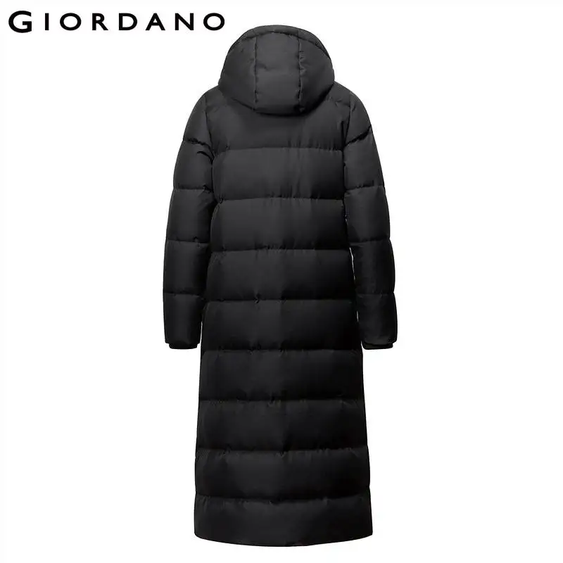 Giordano женский длинный зимний пуховик с капюшоном, набивка из натурального гусиного пуха