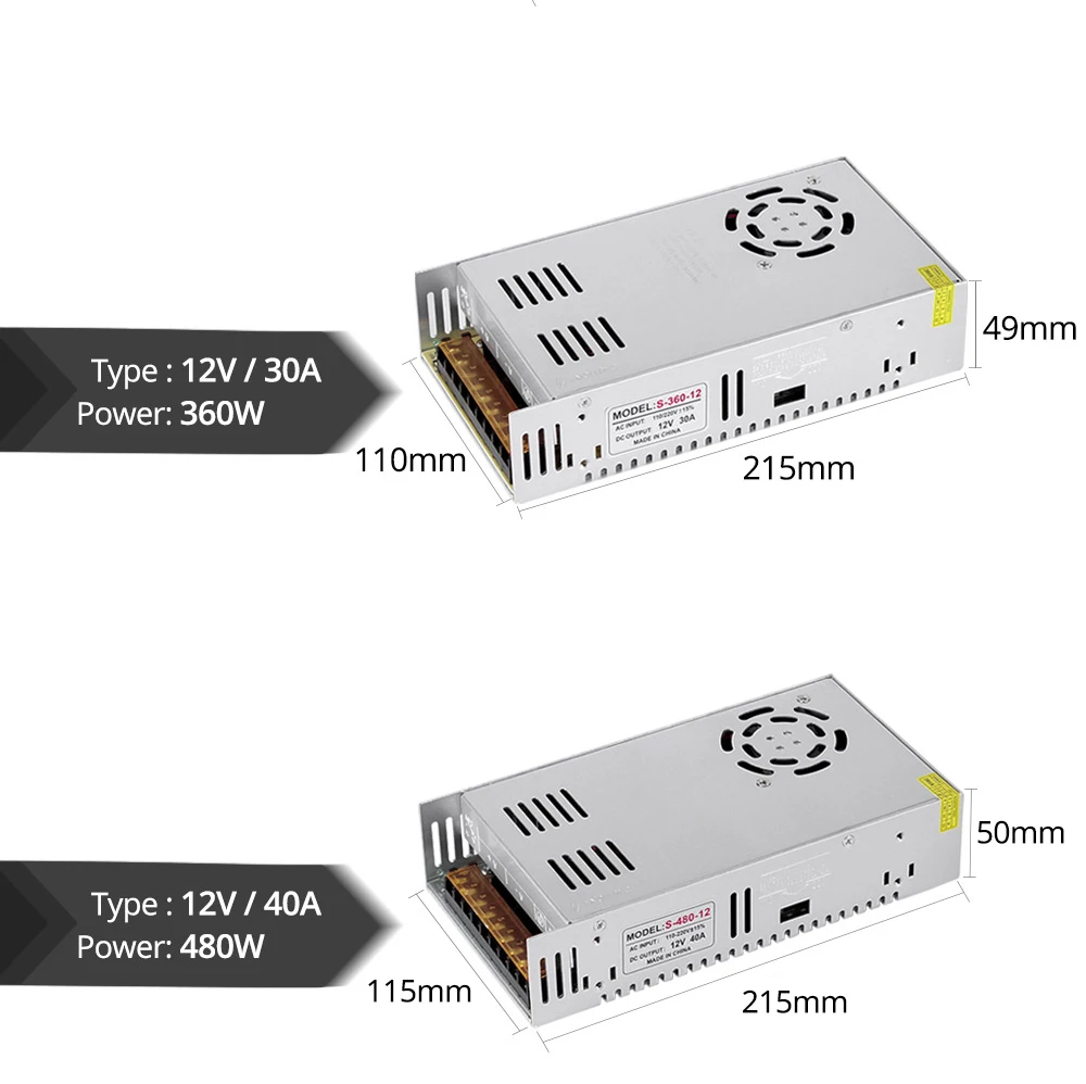 Питание DC 12V 1A 2A 3A 5A 10A 12A 15A 20A 30A 40A светильник ing трансформатор для Светодиодные ленты светильник переключения драйвер адаптера питания