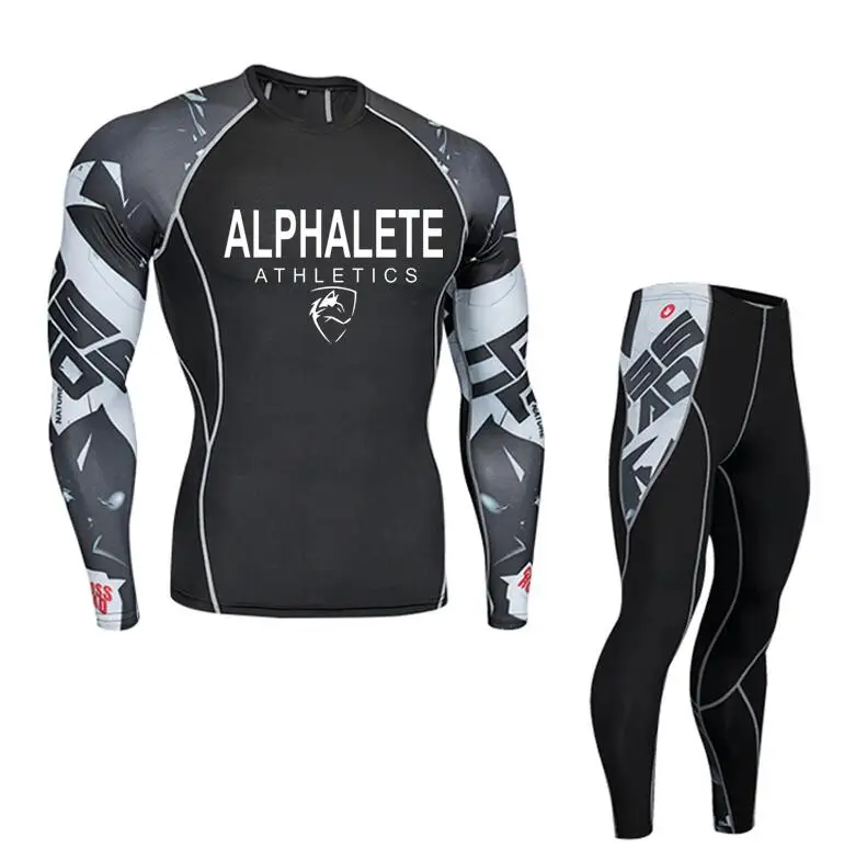 Для мужчин s ALPHALETE Печатный компрессионный набор Функциональная футболка с