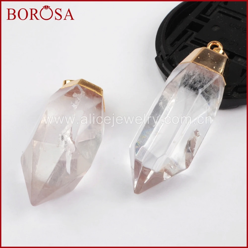 Кулон BOROSA из белого кристалла кварца и золота высококачественный кулон