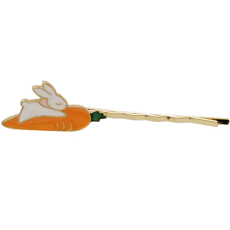 Japanese fun cute little white rabbit carrot girl wind word hairpin sweet wild student side clip |