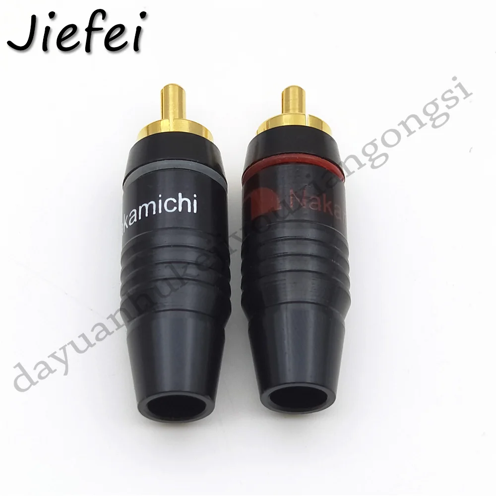 2-50pcs Black high quality Hifi Brass 8pcs Nakamichi RCA Male Plug Jack Audio Cable Solder Gold plated Connector