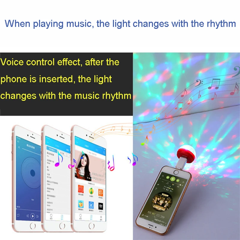 Автомобильный USB мини светильник портативный диско декоративный свет RGB