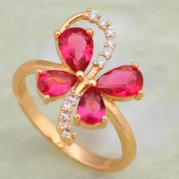 new hot jewellery lab hot pink zircon cz rings for girls yellow gold overlay hot pink ring size 8 10 ar590