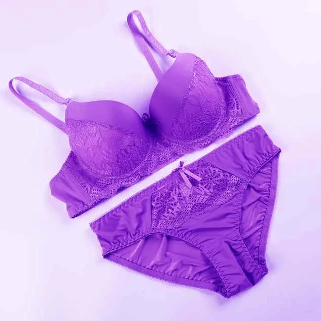 Purple Artdewred Для женщин пикантные Большие размеры Бюстгальтер Наборы для ухода за кожей вышитые Кружево бюстгальтер и Трусики для женщин комплект ABC 36 38 40 42 сексуальный комплект нижнего белья Нижнее бельё костюм - Цвет: Purple