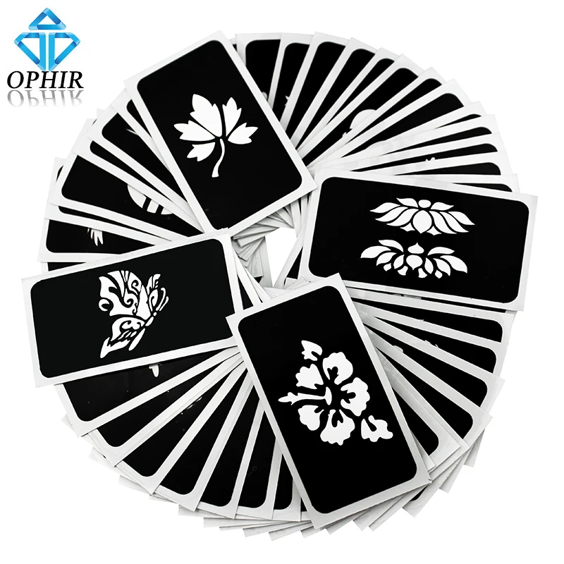 

OPHIR 50 PCS Airbrush Stencils (5 series) for Body Painting Glitter Temporary Tattoo Tattoo Henna Template Sheets _TA032(A-E)