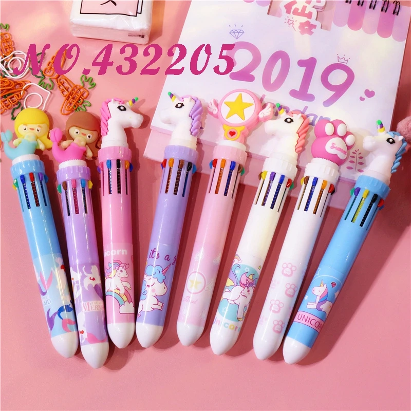 Мультфильм новая мечта Единорог 10 Colorfuls Коренастый Подарочная шариковая ручка ручки канцелярские вечерние пользу поставок день рождения Дети Подарки другу