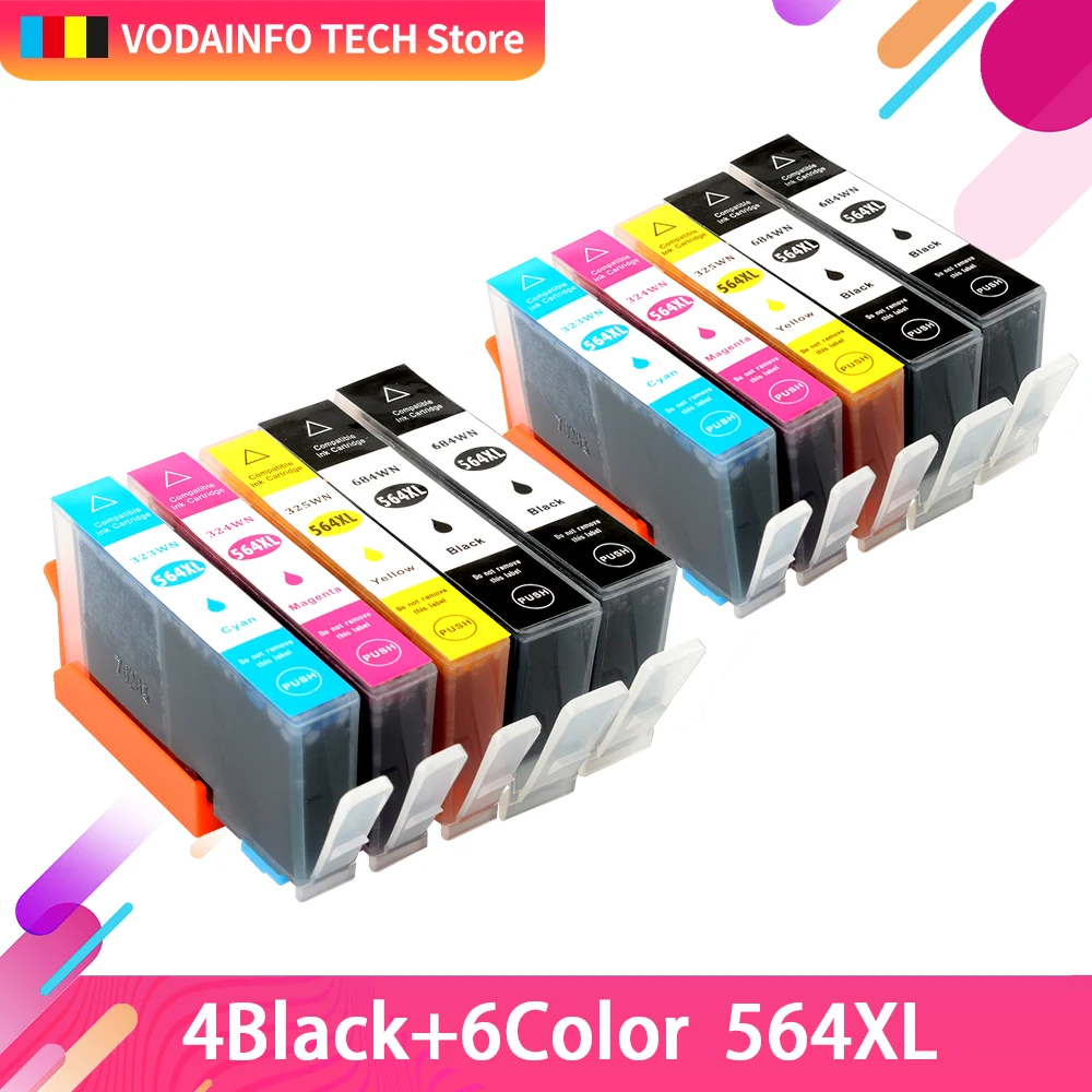 Картридж чернильный QSYRAINBOW для HP 564 XL 10 шт. многоразовый картридж принтера Deskjet 3070A