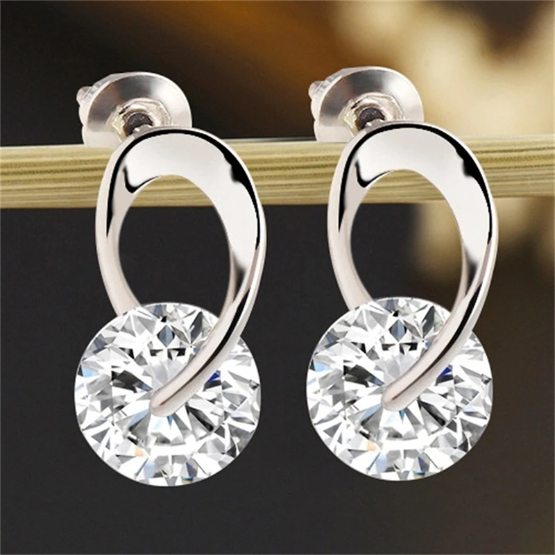 Серебряные серьги с цирконием и стразами для женщин простые длинные свадебные