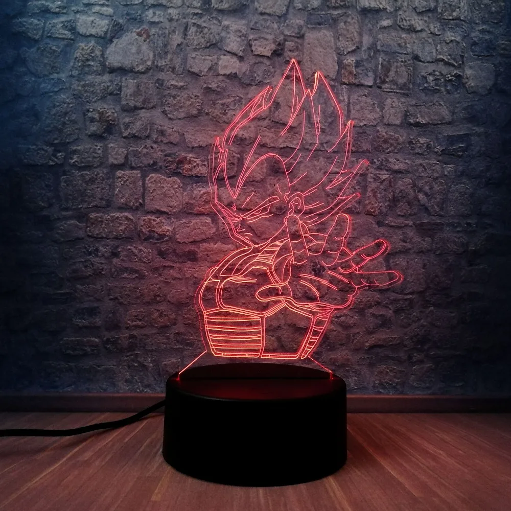 Хит продаж Seven Dragon Ball Vegeta Super Hero 3D Светодиодная лампа RGB светильник 7 цветов Ночной