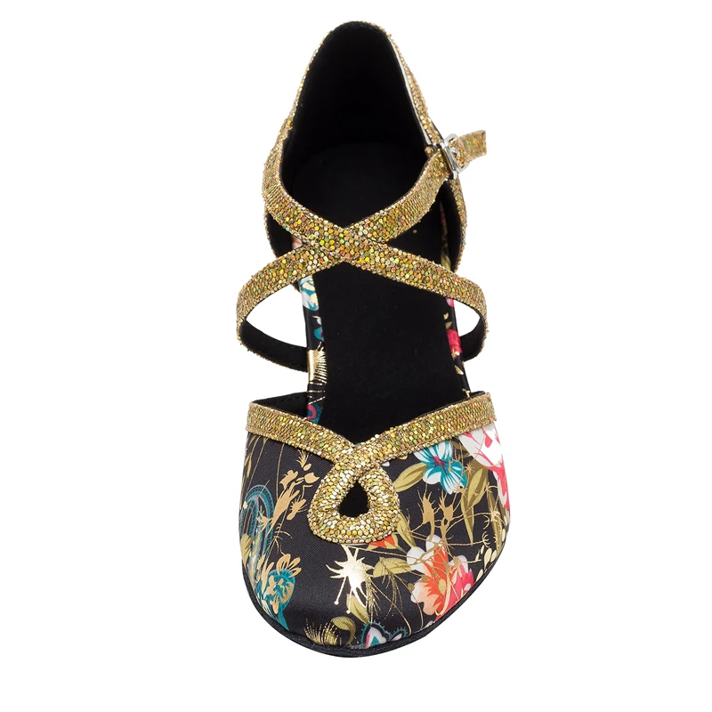 Женские атласные туфли HXYOO для бальных танцев с мягкой подошвой и цветами на