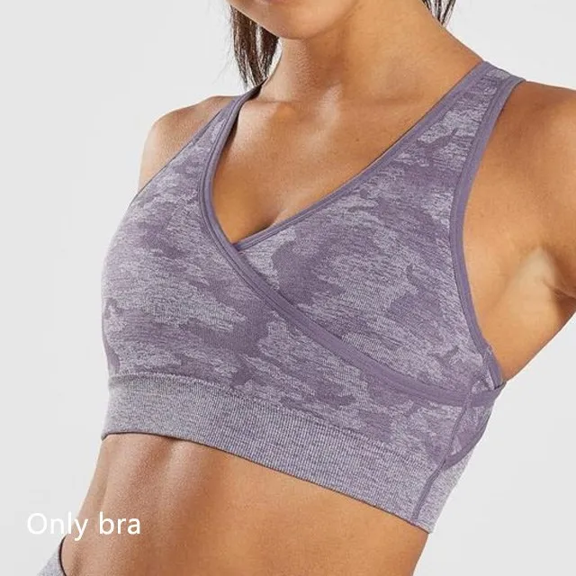 Purple bra Фитнес Костюмы Для женщин спортивный костюм спортивная одежда для Для женщин бесшовные набор для йоги и спорта костюм Для женщин Спортивная одежда для тренировок, фитнеса комплект Для женщин - Цвет: Purple bra