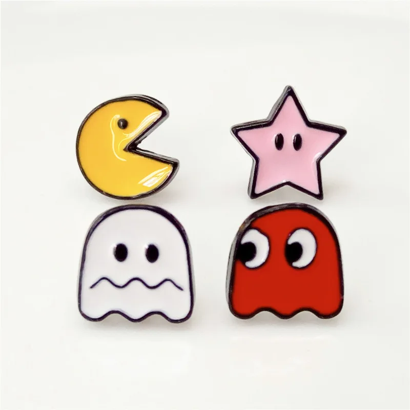 Серьги гвоздики в виде звёзд и призраков для девочек 1/4 шт.|Серьги-гвоздики| |